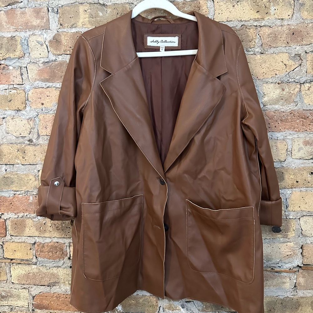 SEBBY FAUX LEATHER BLAZER